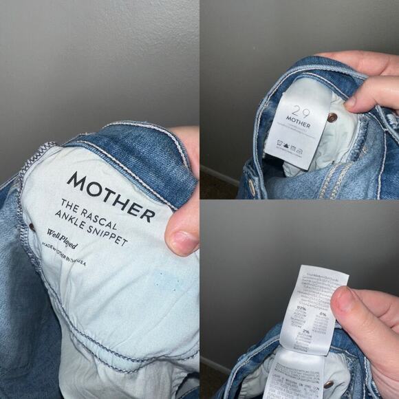 Mother Rascal Ankle Snippet Straight Leg Jeans Light Blue Wash Size 29 - Picture 5 of 7